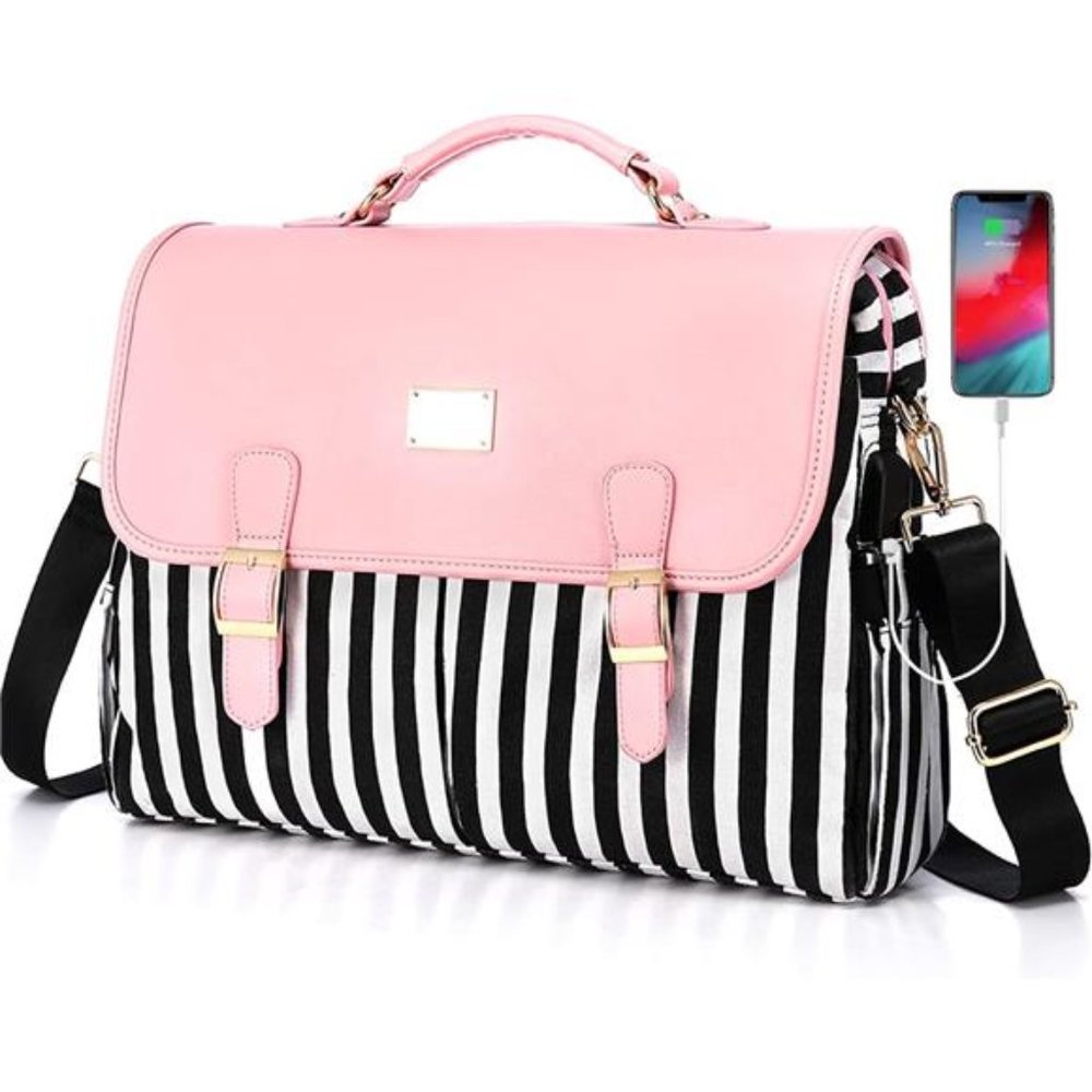 Laptop Bag for Women Large Capacity Computer Bags, 15.6inch, Pink-Pro